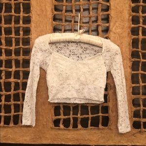 Crop lace long sleeve top